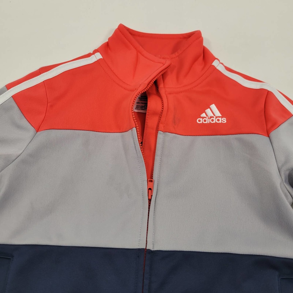 Adidas Toddler Size 5 Red, Navy & Gray Zip Hoodie 51622-3D8 - Picture 3 of 5